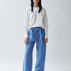VIS A VIS drawstring pants linen blue M
